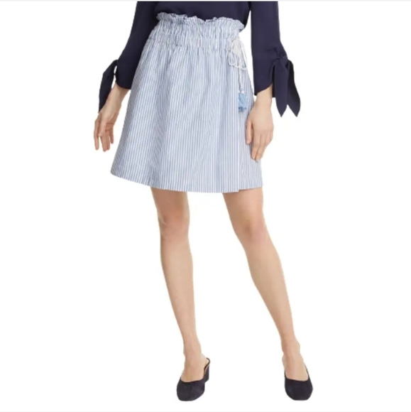 Club monaco Radura faux wrap striped mini skirt blue/white stripe size S - Picture 1 of 12